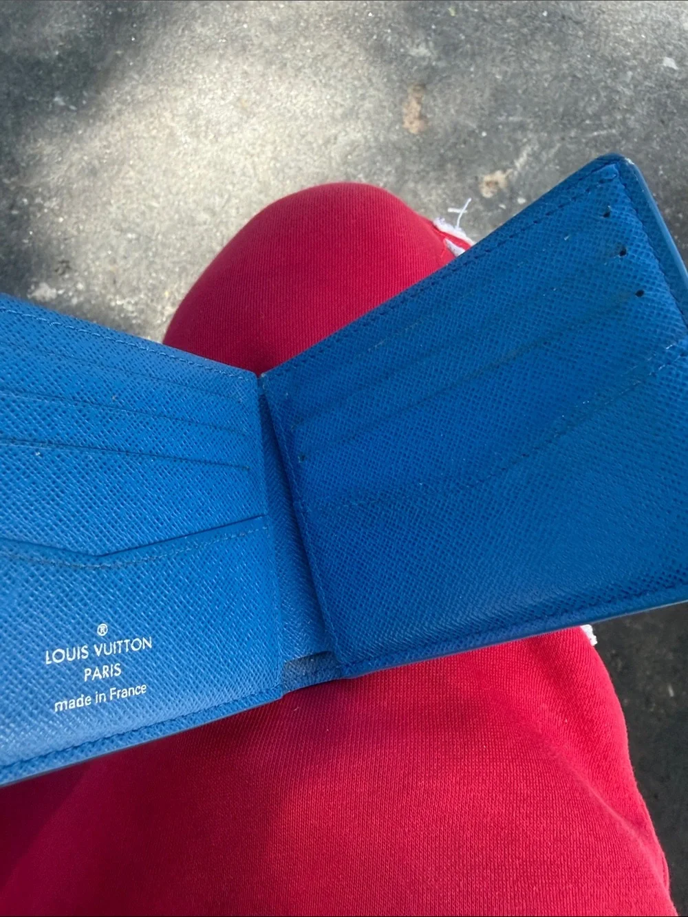 Louis Vuitton Men’s Blue Epi Leather Bifold Wallet